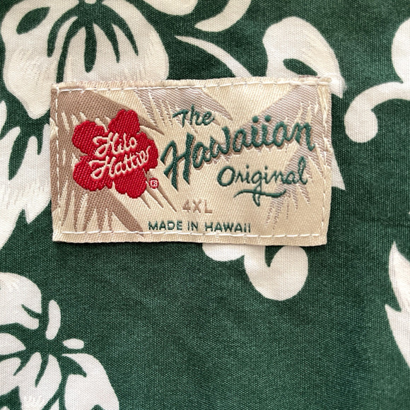 HILO HATTIE Men's Size 4XL Green Button-Up Short Sleeve Hawaiian Aloha Shirt - Picture 2 of 5